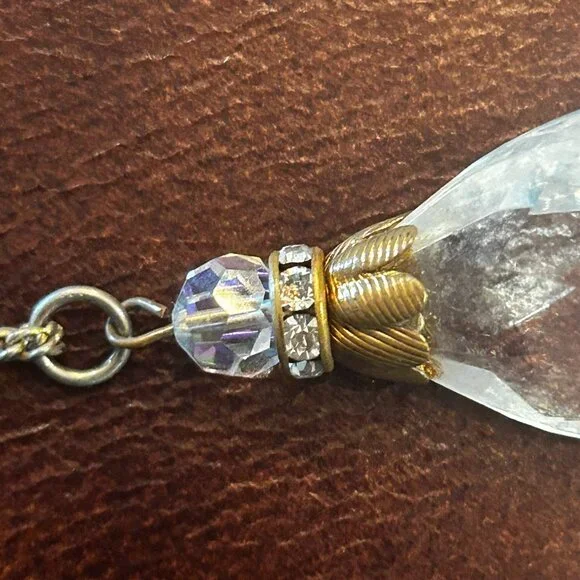 Antique Style Crystal Teardrop Drop Rhinestone Glass Beaded Necklace - Picture 6 of 12